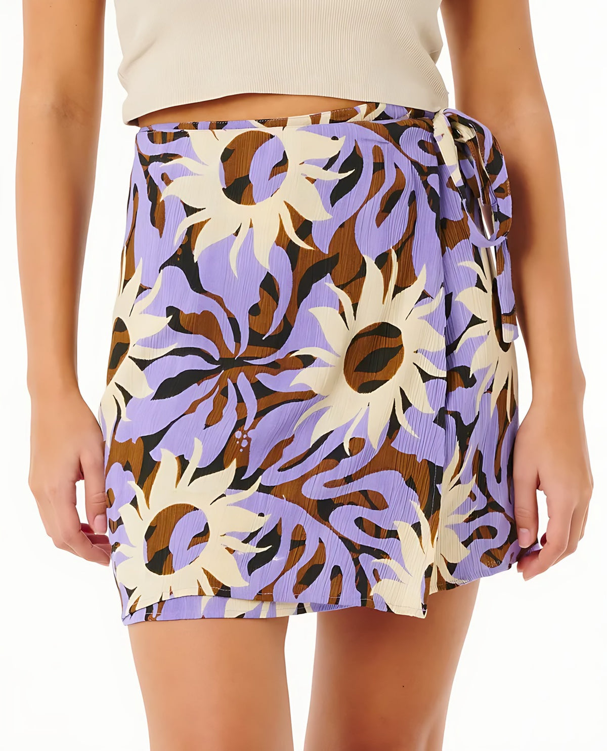 Rip Curl Girls Sun Drenched mini wrap skirt purple tie side