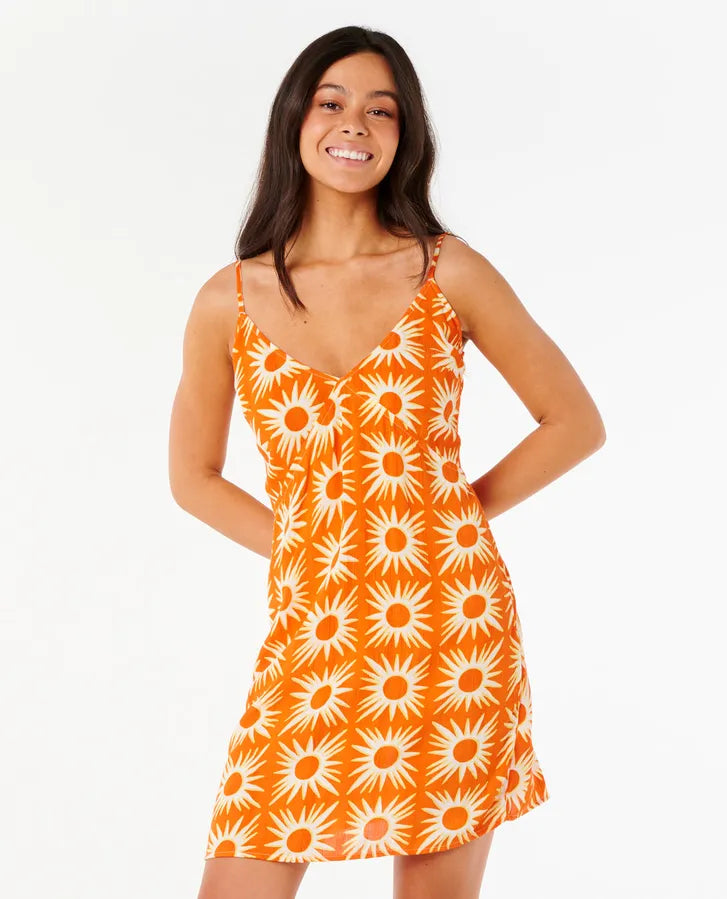 Rip Curl Girls Sun Drenched mini dress orange floral summer
