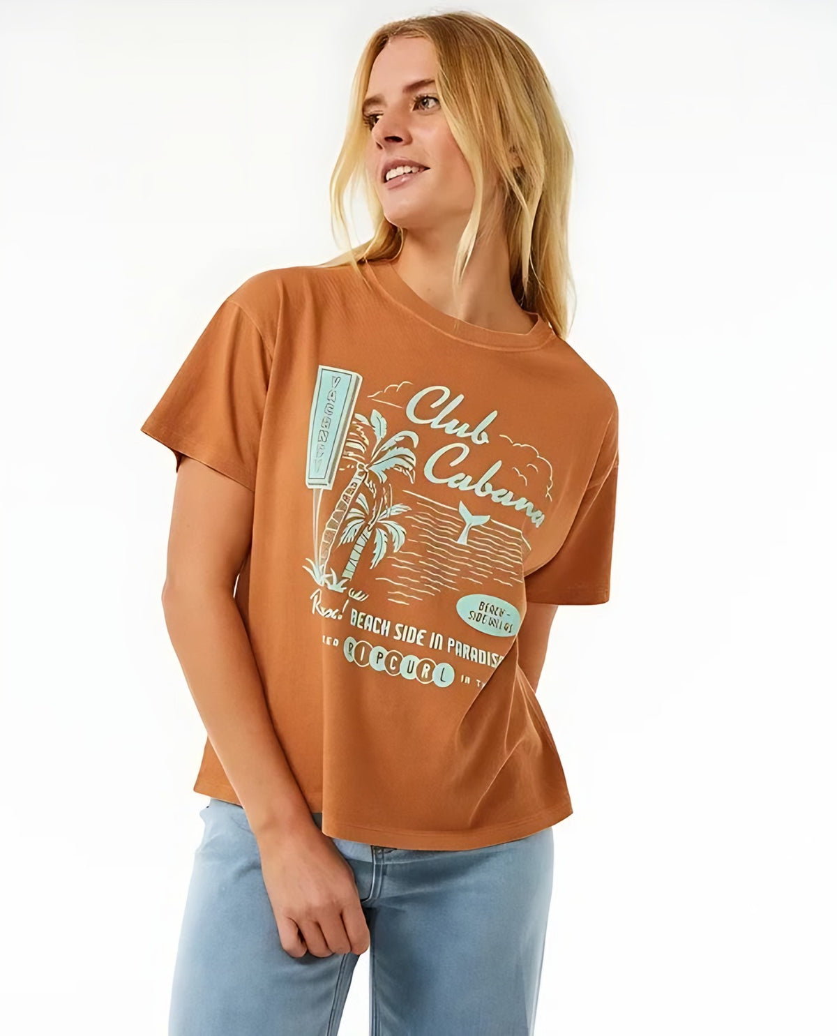 Rip Curl Girls Club Cabana Relaxed Tee, lgt.brn