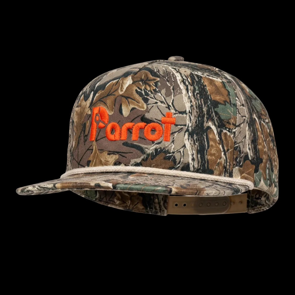 Parrot Surf Shop 256 Core Stitch Hat Realtree Advantage w/ Khaki Rope - side angle