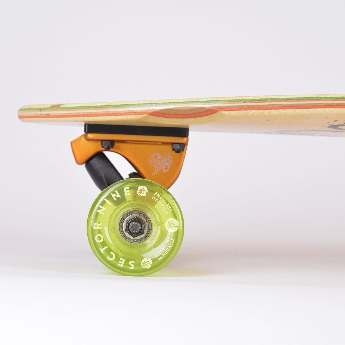 Sector 9 Offshore Temple 39.5 inch complete skateboard truck and wheel detail