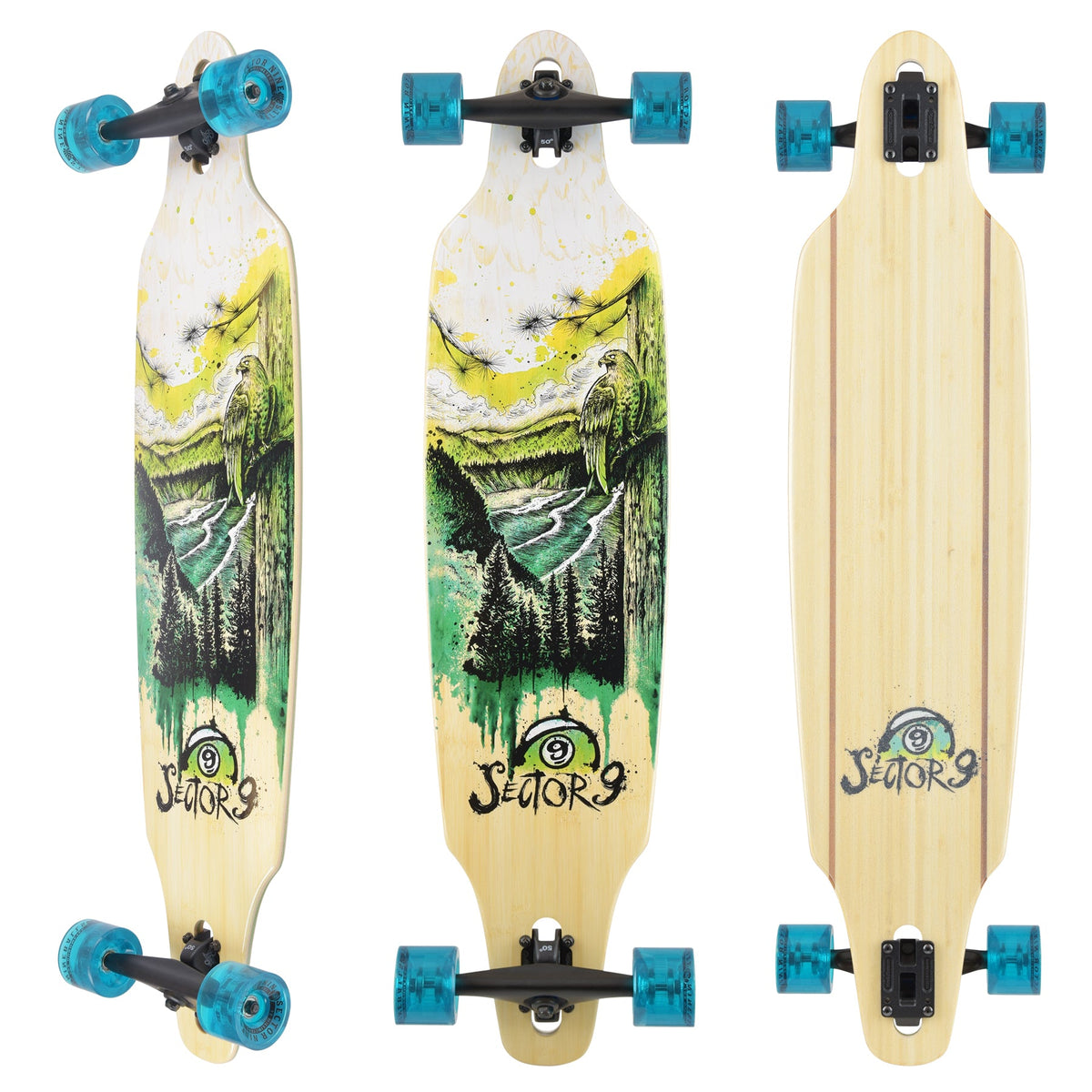 Sector 9 Lookout Talon 41.125 inch complete skateboard top and bottom view