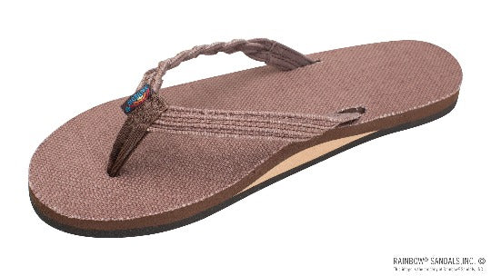 Rainbow Flirty Braidy Hemp sandals for women in brown with braided strap