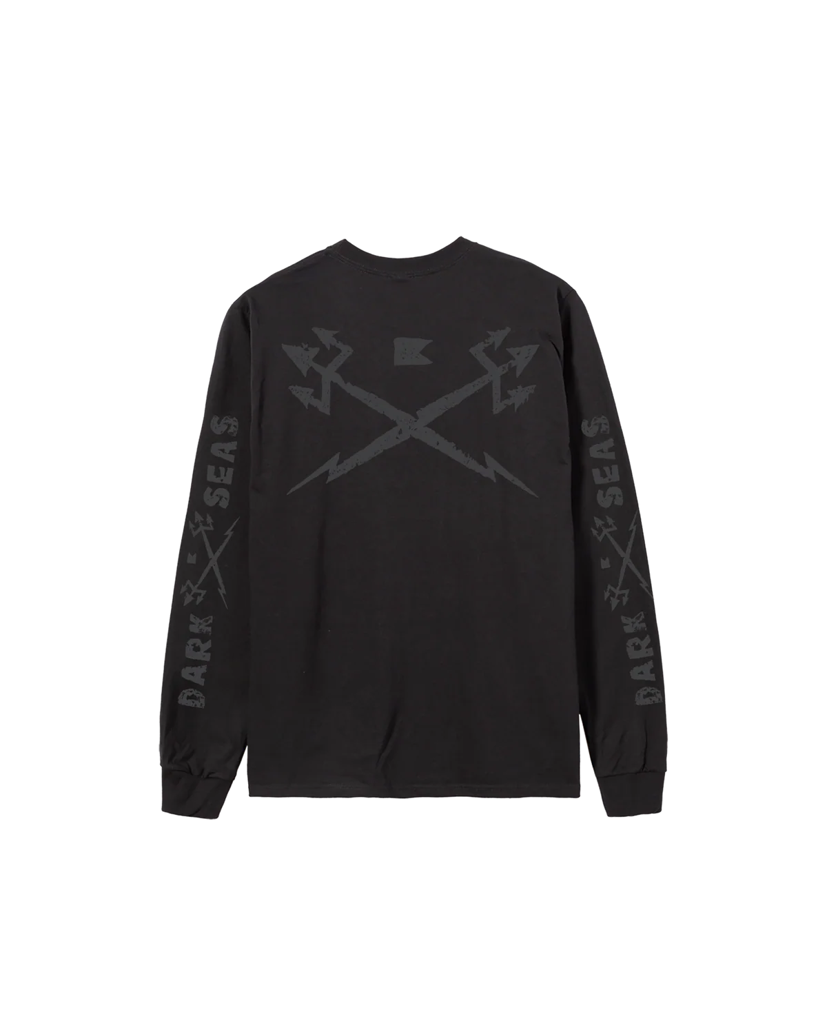 Dark Seas Wreckage long sleeve tee in black with tonal back graphic and sleeve print