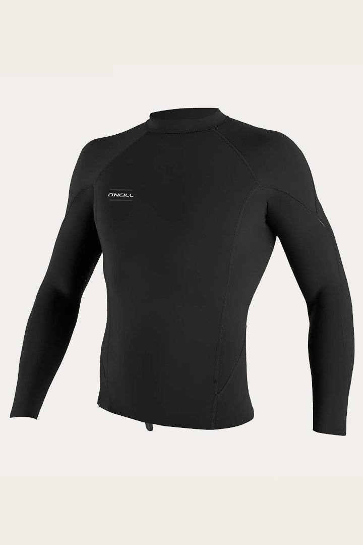 O’Neill Hyperfreak Neoskin long sleeve wetsuit top black lightweight stretch.