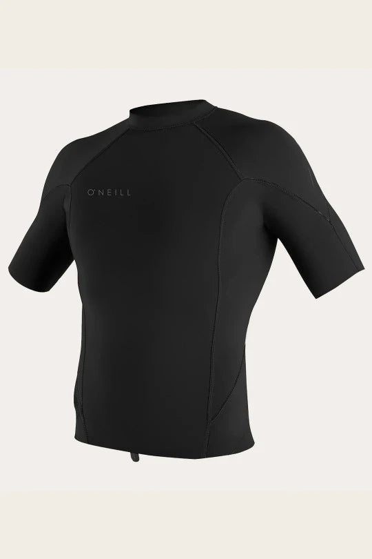 O'Neill Reactor 2 1mm short sleeve wetsuit top in black with flatlock seams