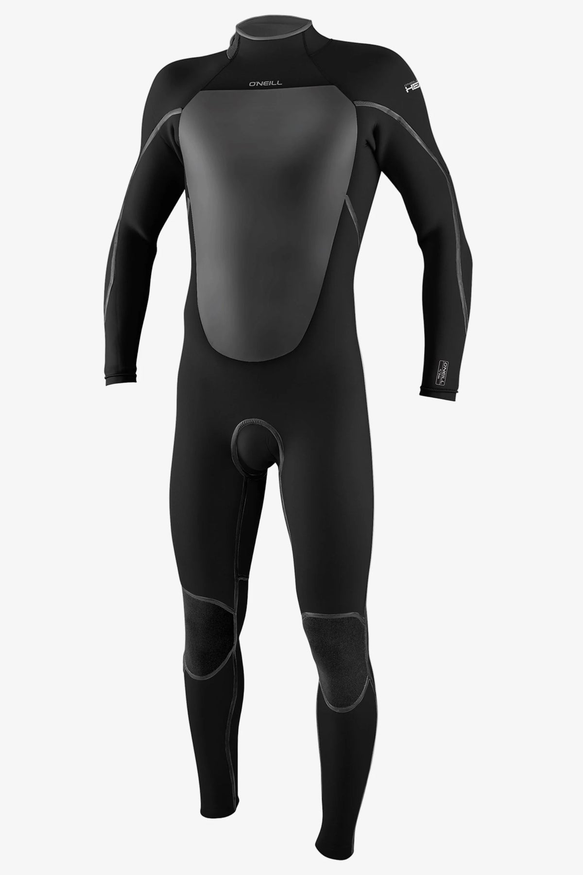O'Neill Heat 4/3 back zip full wetsuit in black with TechnoButter 3 neoprene front view