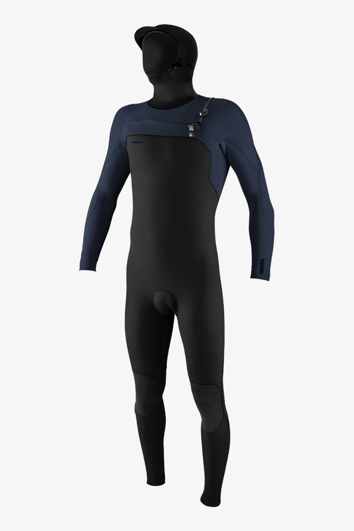 O'Neill Hyperfreak 4/3 chest zip hooded wetsuit, black men’s full suit size MT