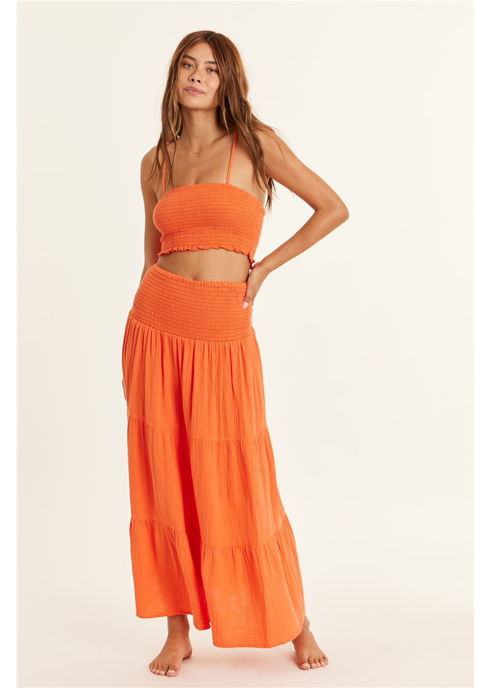 Sisstr Makena woven maxi skirt convertible dress smocked waistband