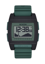 Nixon Base Tide Pro BLK Sage digital watch with black case and sage green silicone strap offered by Nixon Watches