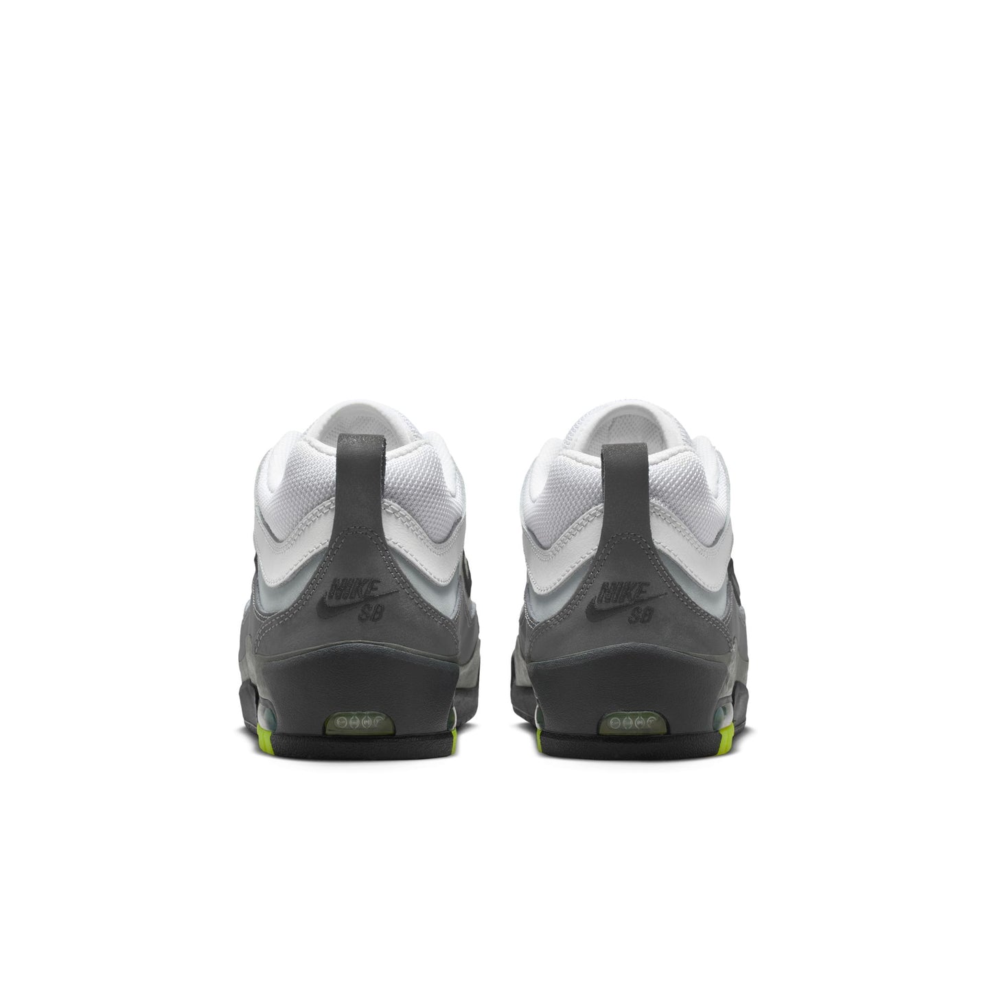 Nike Air Max Ishod Neon skate shoe black heel view with Nike Air Max cushioning