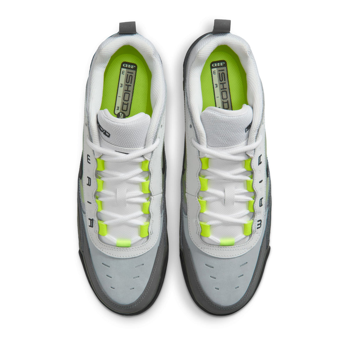 Nike Air Max Ishod Neon skate shoe black top detail with laces and mesh upper