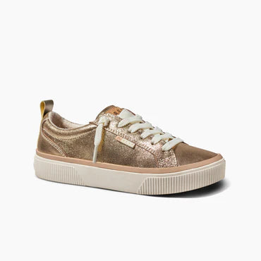 Reef Lay Day Dawn wedge sneakers in champagne leather with rubber cupsole