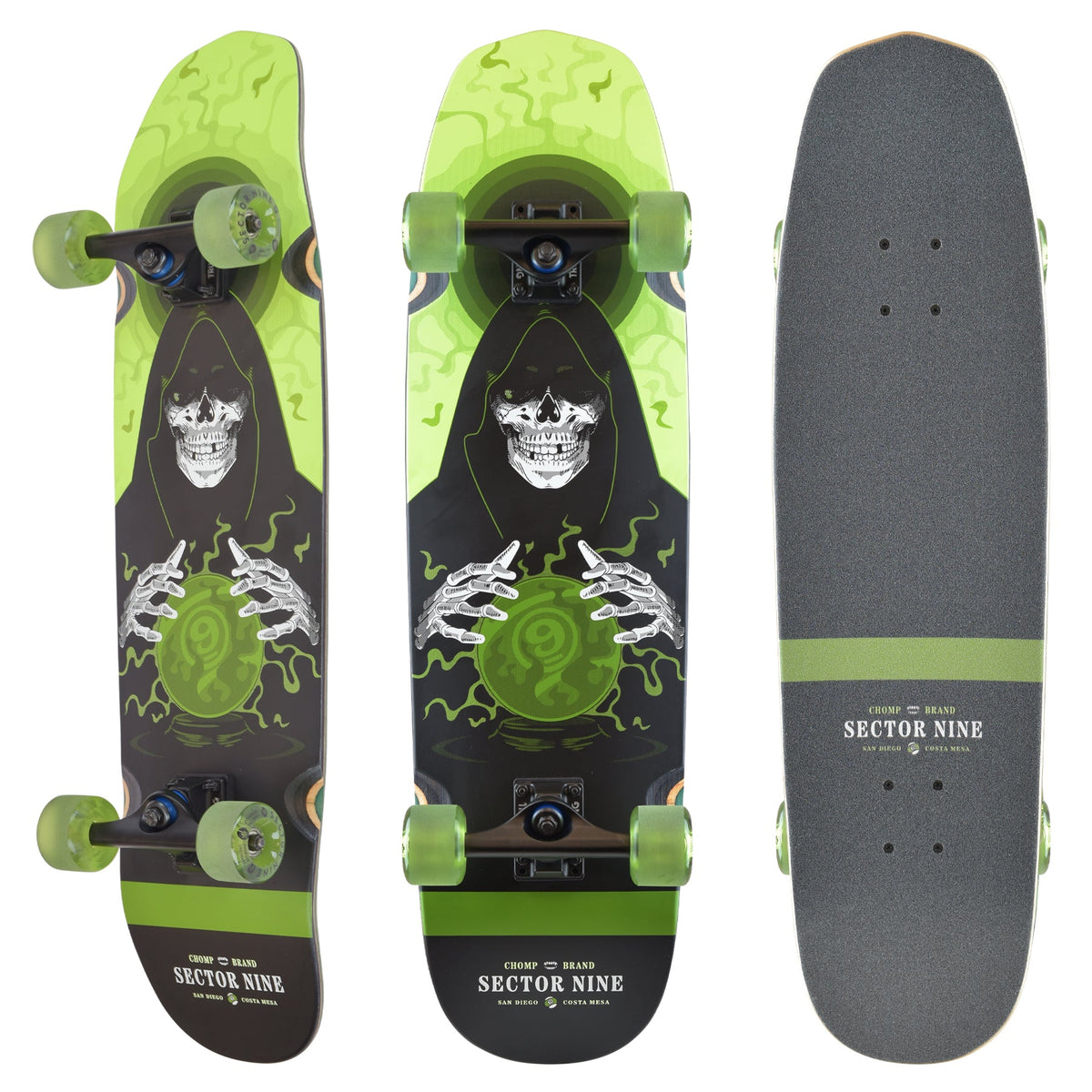 Sector 9 Ditch Witch Fortunes 33 inch complete skateboard top and bottom view