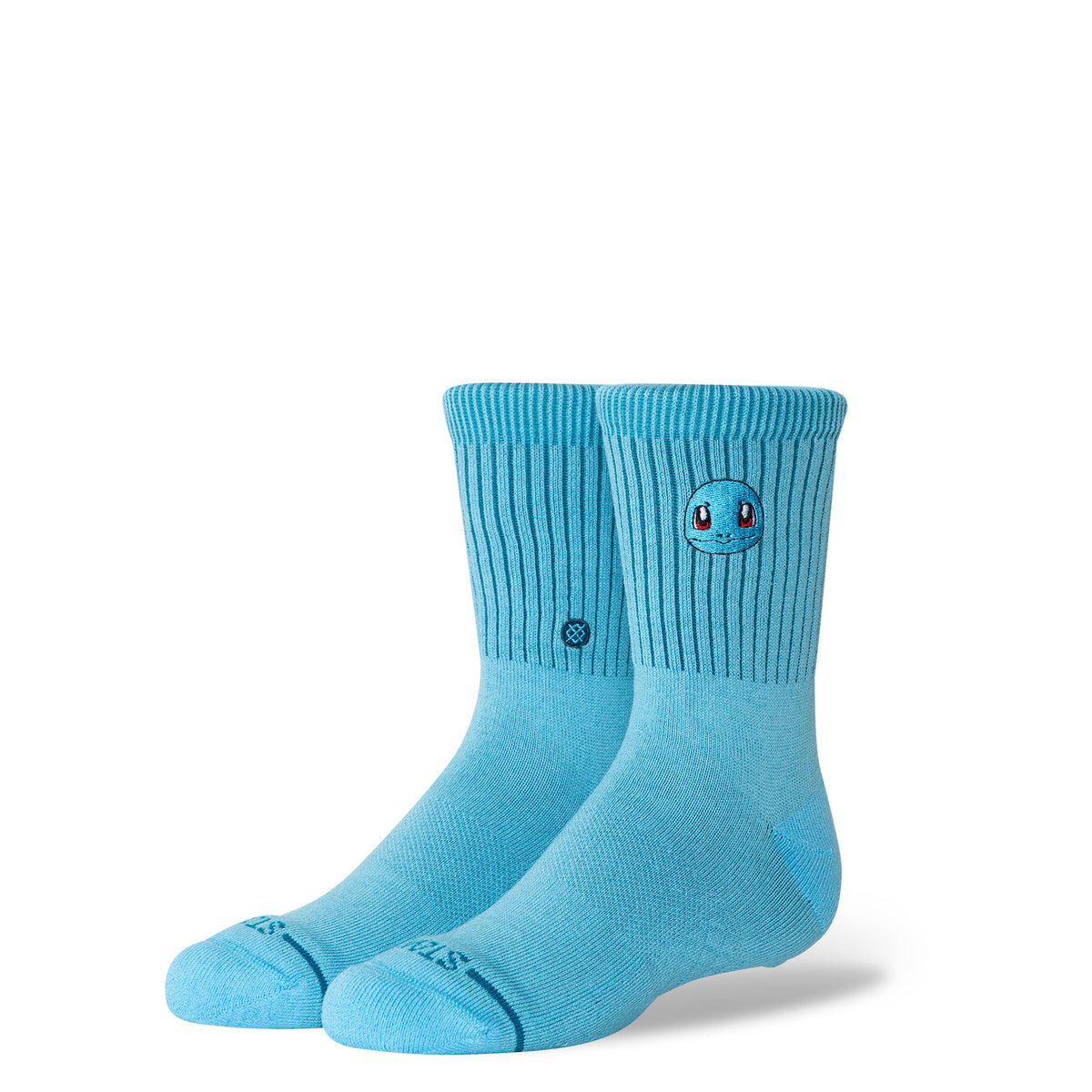Squirtle Kids Crew Sock in blue with embroidered character graphic offered by Stance