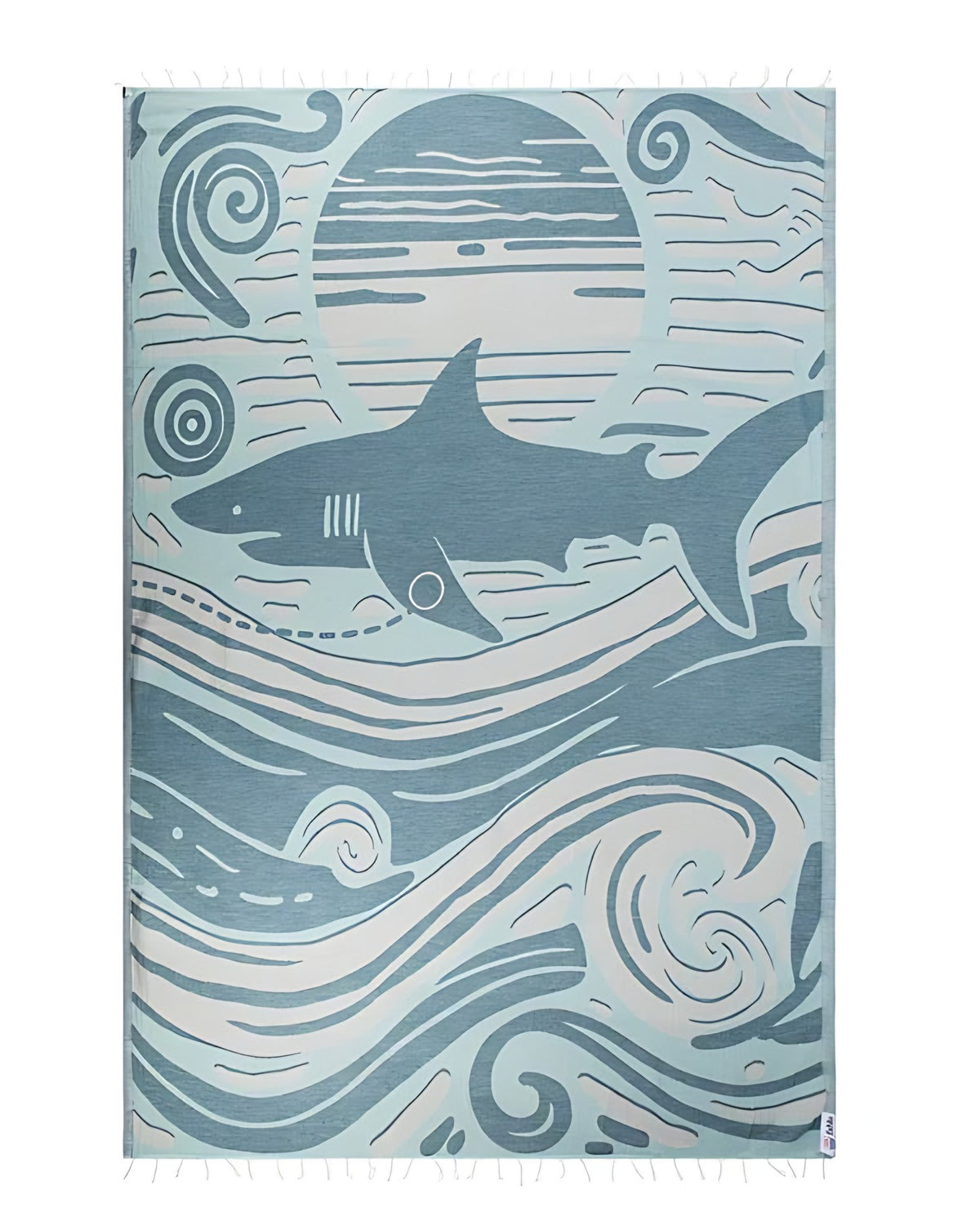 Sand Cloud Voyage Shark Large Fahlo Towel, Blue