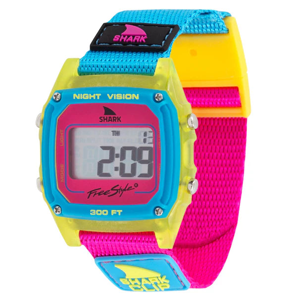 Freestyle Shark Classic Clip Lantern Shark yellow glow digital watch.