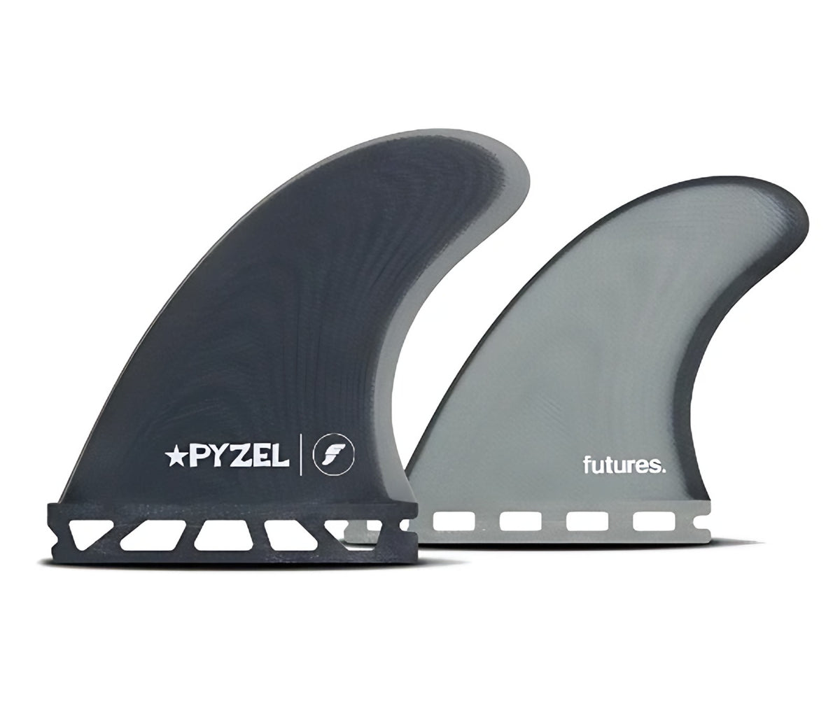 Futures Pyzel Padillac Quad medium blue gray fiberglass surfboard fins