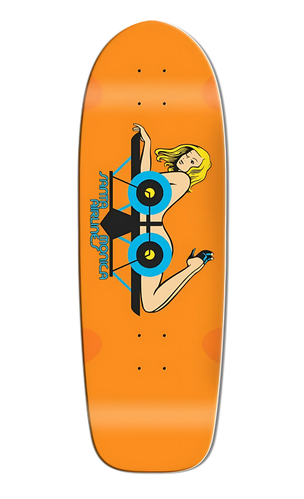 SMA Girl On A Plane skateboard deck 9.5 inch orange graphic