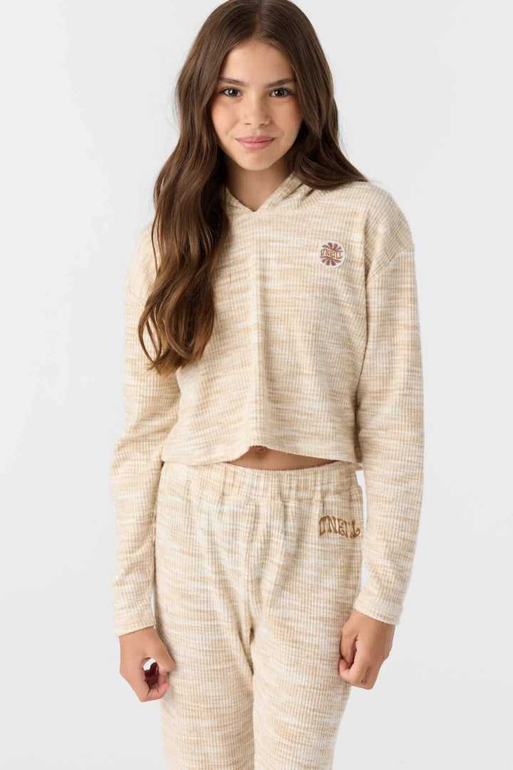 O’Neill Girls Karolina hoody beige rib skimmer hoodie small.