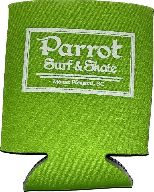 Parrot Surf Shop drink koozie blue insulated beverage holder