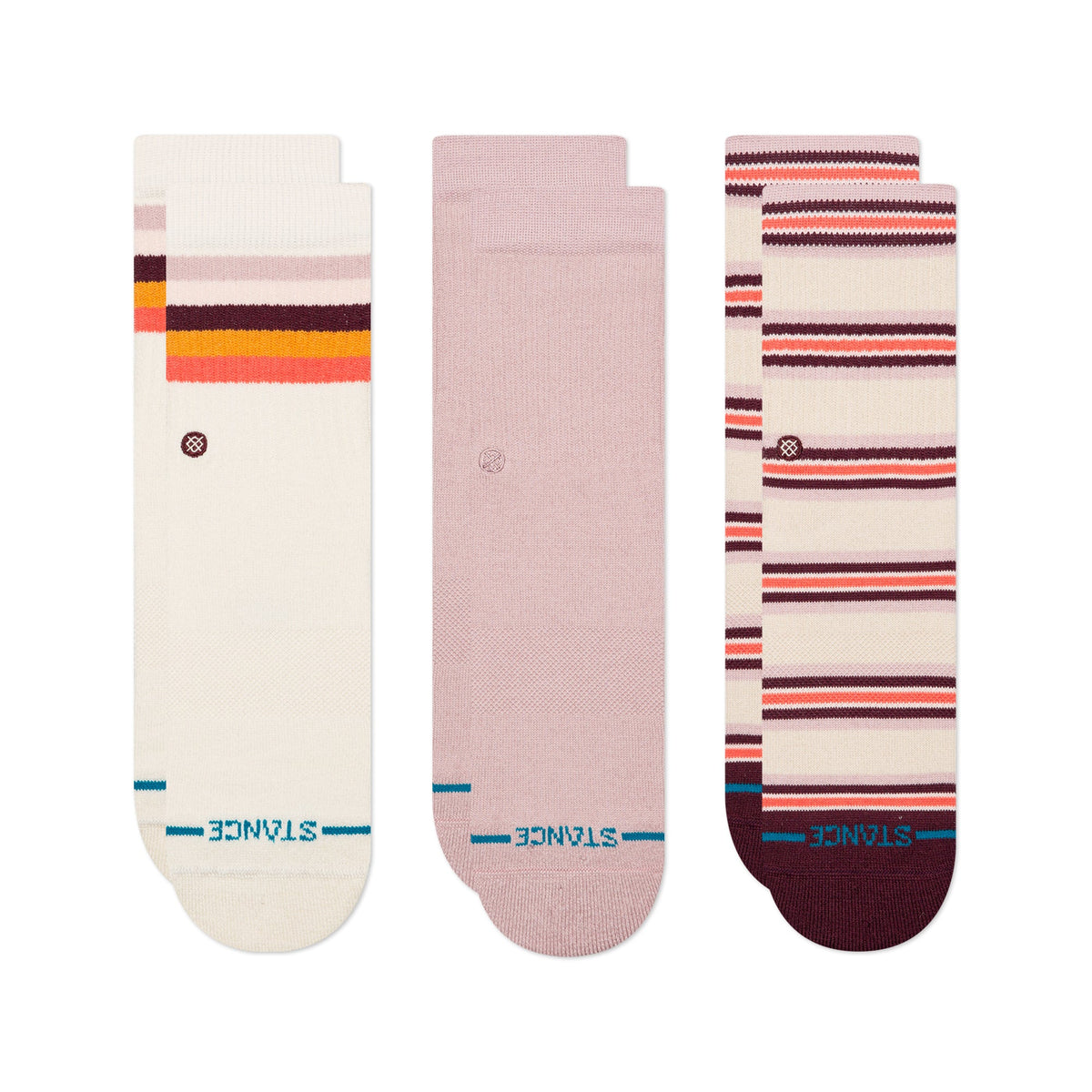 Stance Maliboo Kids Crew 3 Pack Sock – Sea Blue, Multi, Lilac, Pink