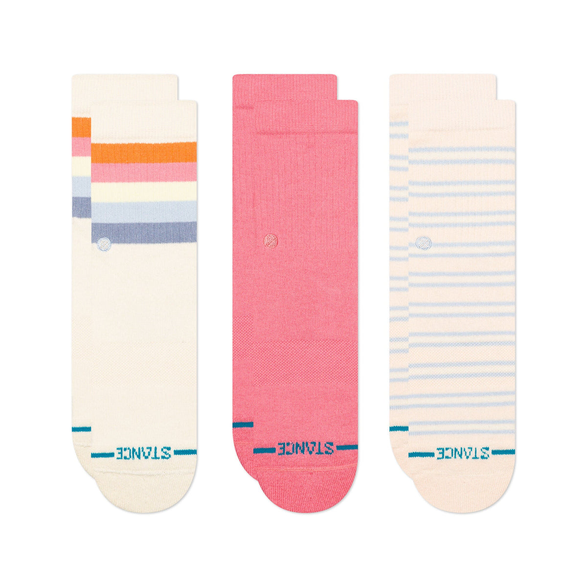 Stance Maliboo Kids Crew 3 Pack Sock – Sea Blue, Multi, Lilac, Pink