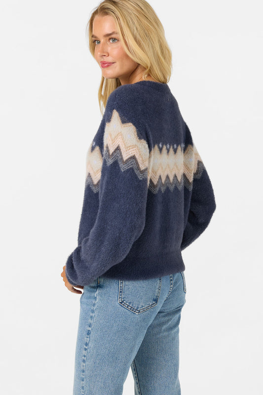 Kieren Long Sleeve Sweater Front View Navy O'neill