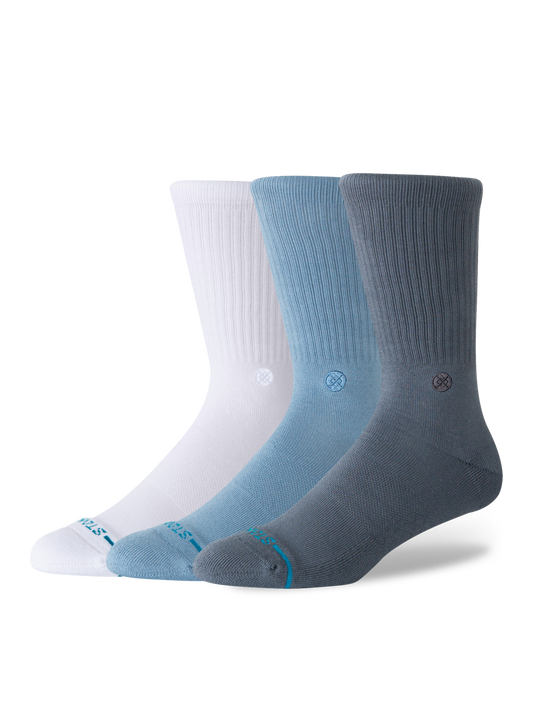 Stance Icon 3 Pack Sock – Capri Blue, Turbulence Grey