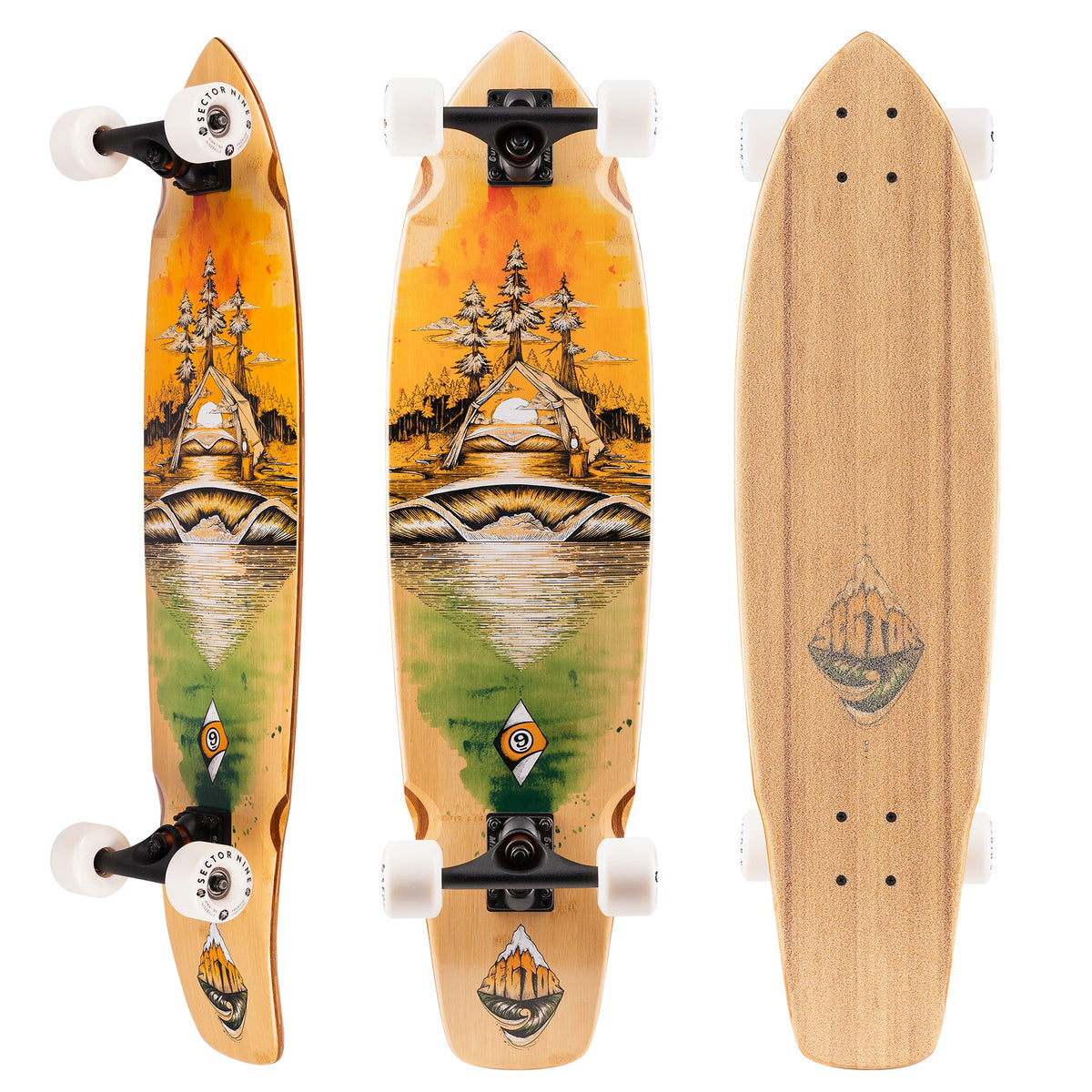 Sector 9 Odyssey Ft. Point 34 inch complete skateboard top and bottom view