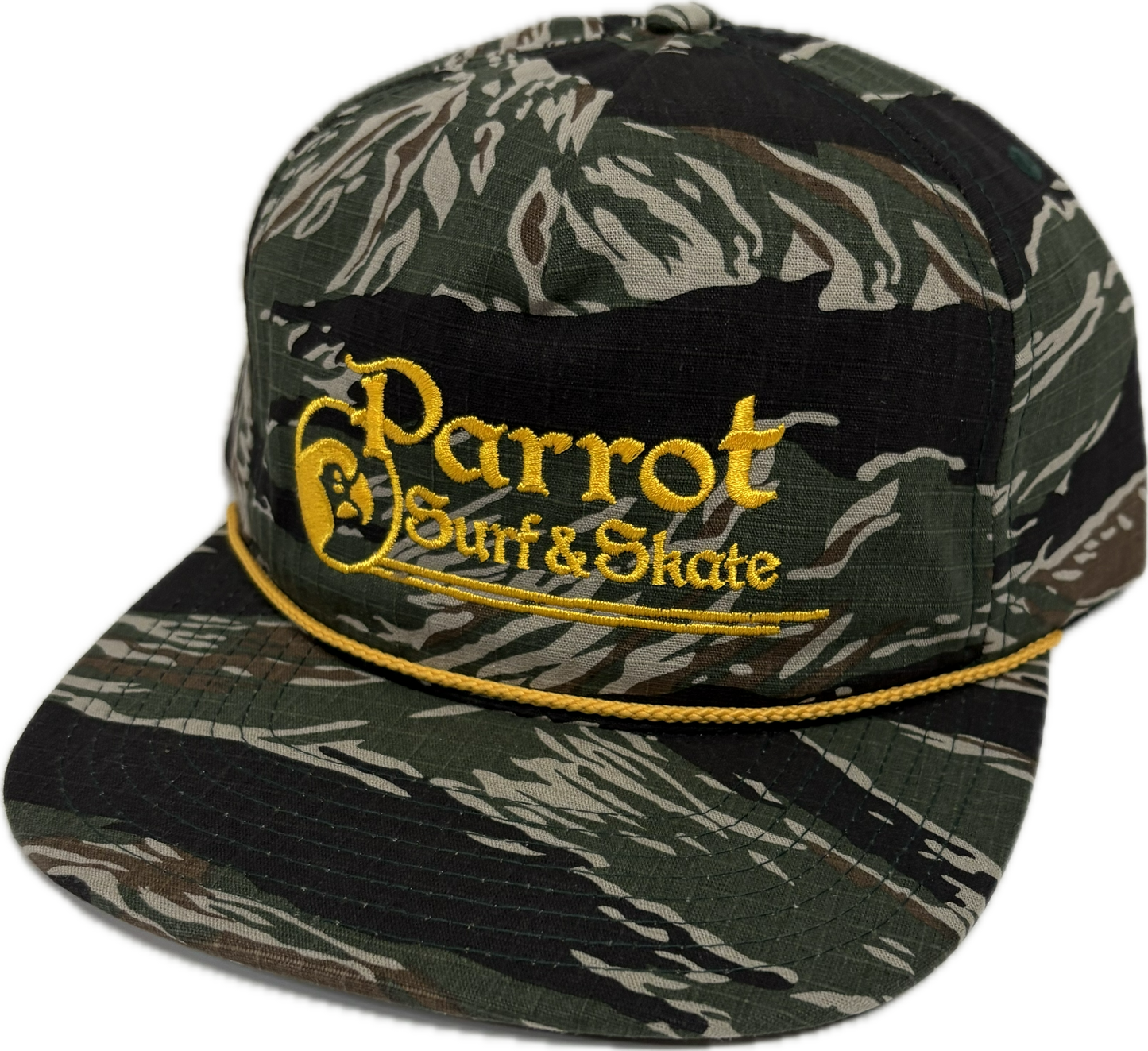 Parrot Surf & Skate PSS Stitch Flat Bill Snapback Hat front view