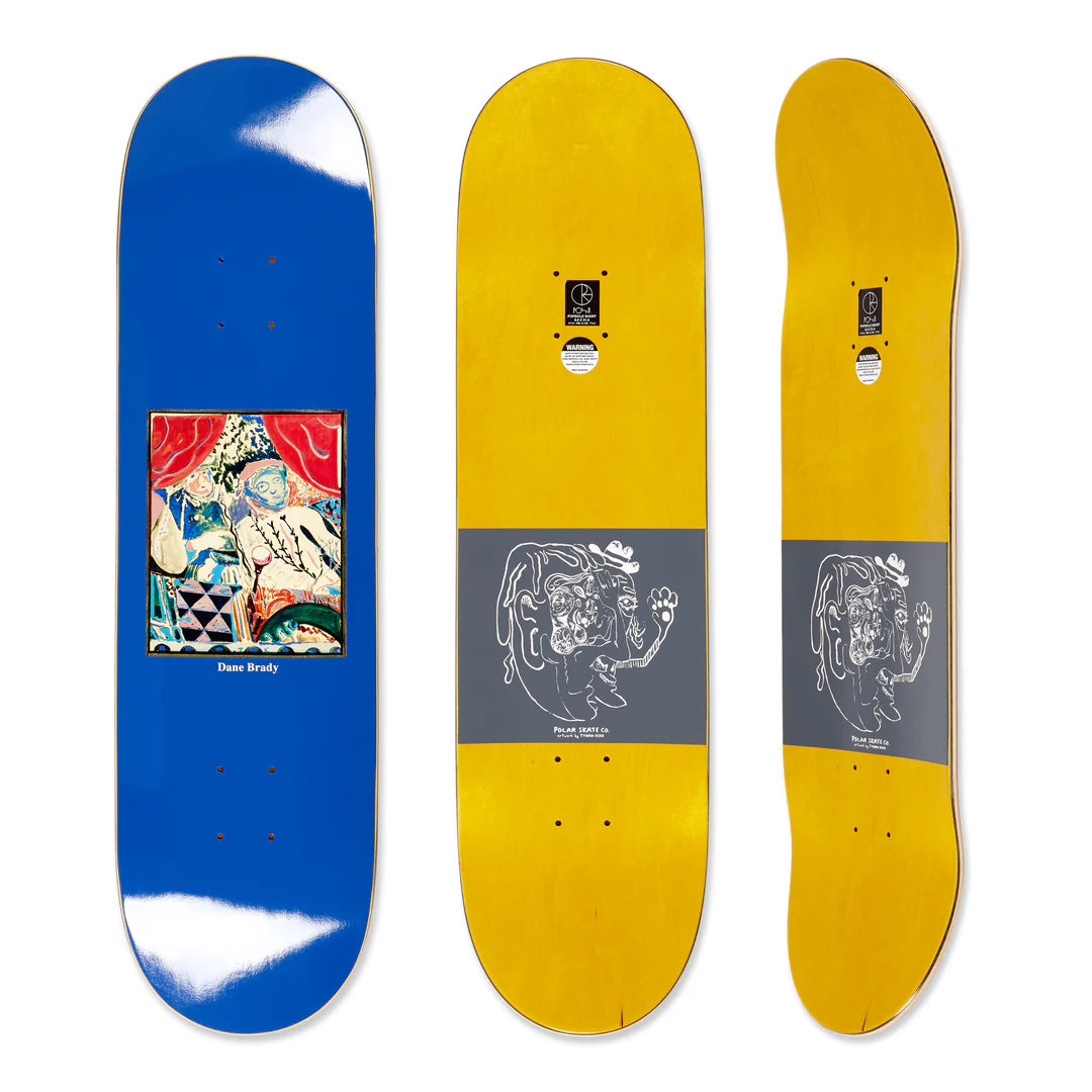 Polar D. Brady Time Travellers 8.5 skateboard deck with framed illustration graphic on blue background offered by Keen