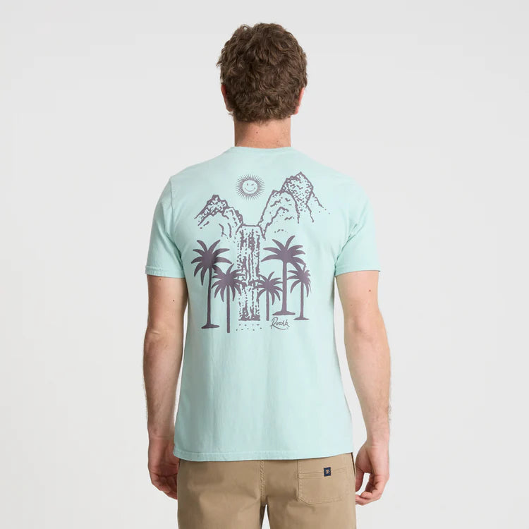 Roark Palm Gorge tee harbor blue cotton graphic shirt