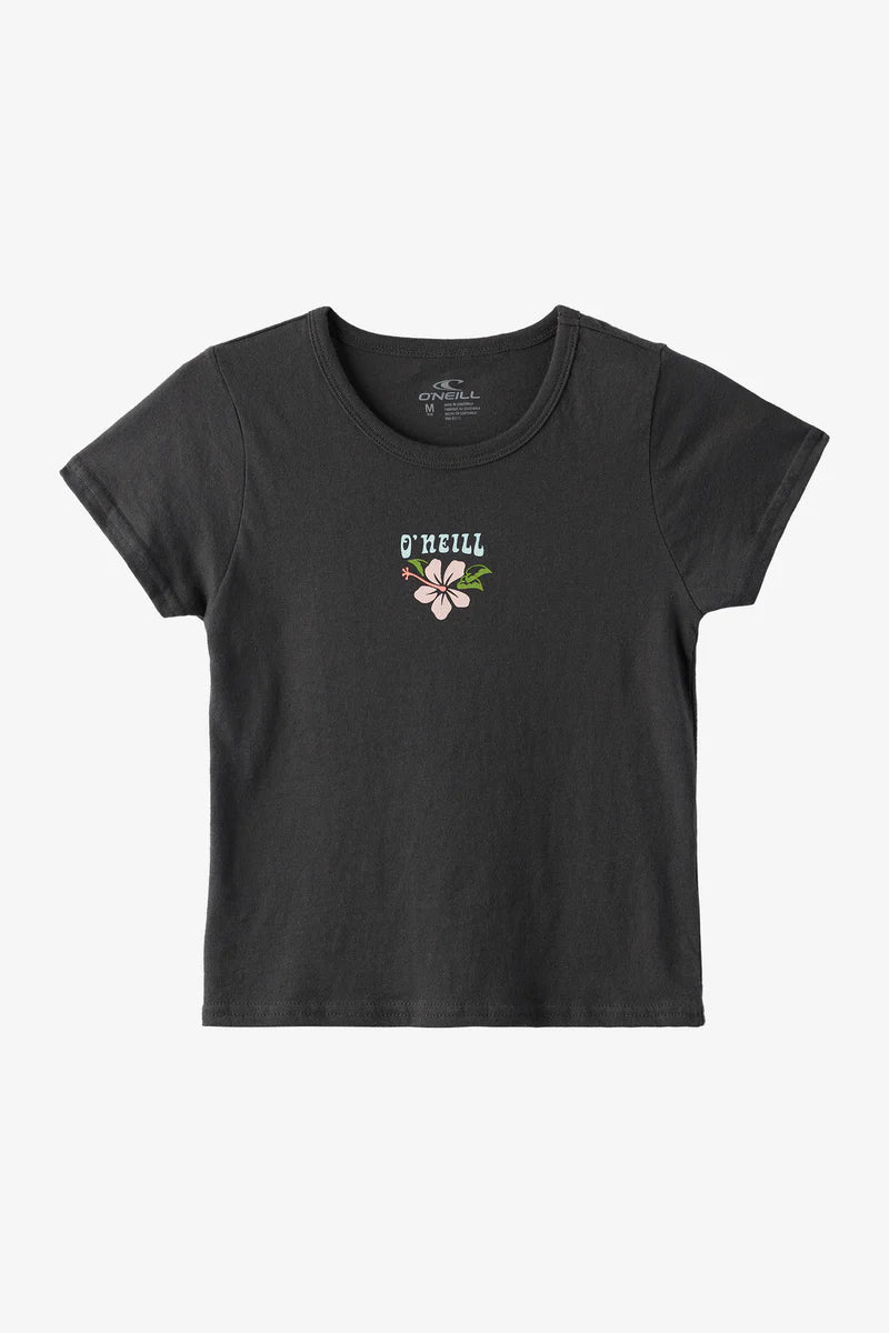 O’Neill Girls First Bloom tee black cotton graphic shirt size small.