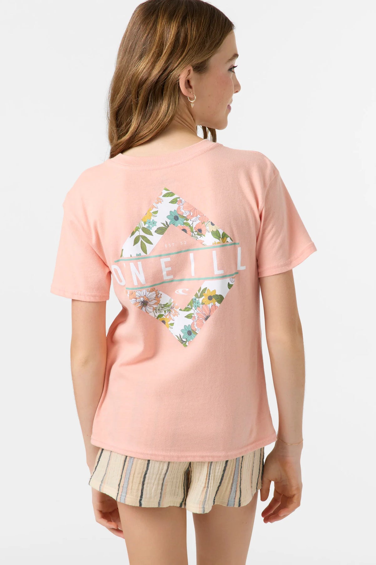 O’Neill Girls Meadow tee pink soft cotton graphic shirt size small.