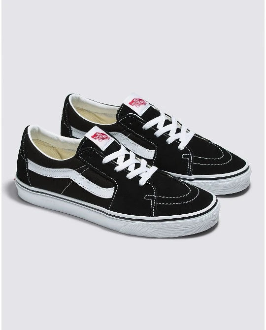 Vans Sk8 Low sneakers in black and white suede and canvas