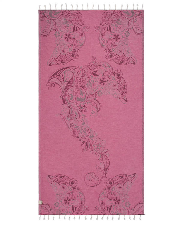 Sand Cloud Floral Dolphins Towel - Fig