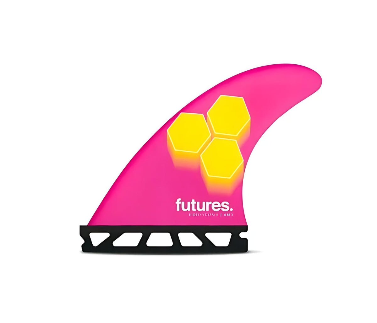 Futures AM3 HC Tri small pink yellow honeycomb thruster fins