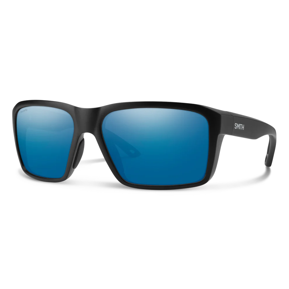 Backcast Chromapop Glass sunglasses in matte black with blue mirrored polarized lenses offered by Smith