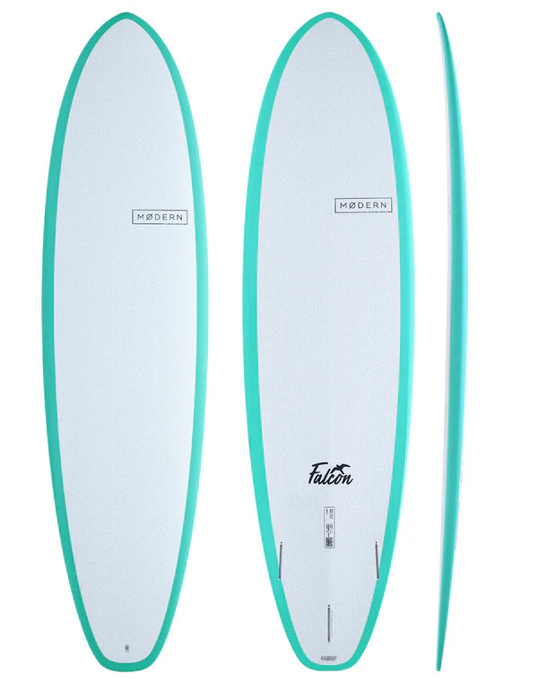 Modern Falcon TMRW Tech funboard surfboard, Teal