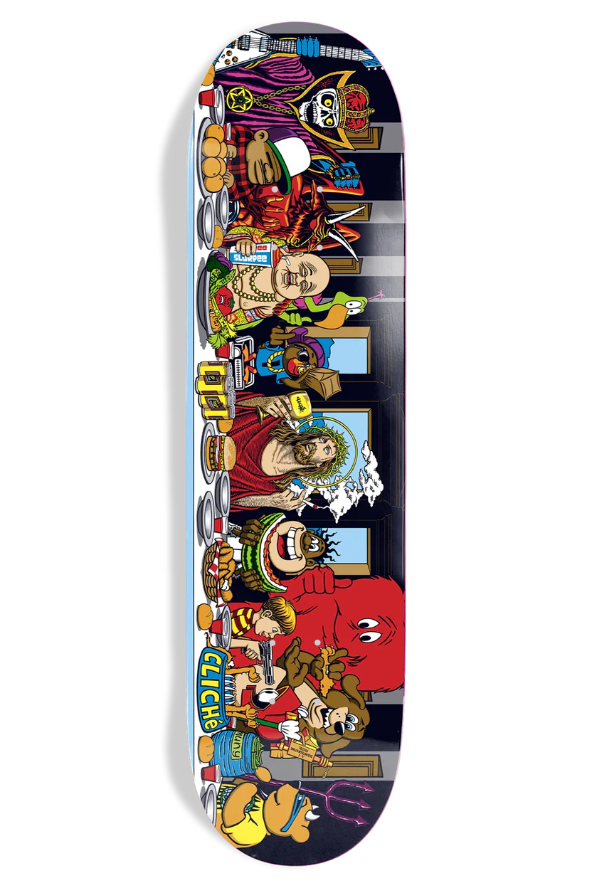 Cliché Last Supper Original Edition 8.5 skateboard deck graphic by Marc McKee