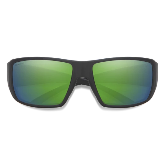 Smith Guides Choice Glass Chromapop sunglasses, matte black frame with green mirror lenses