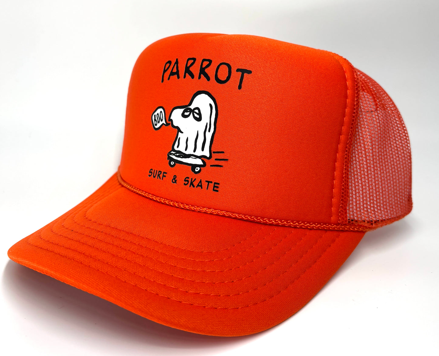 Gorra de camionero Parrot Surf Shop Ghost Foam – Gorra de malla de espuma con cierre a presión para surf y skate