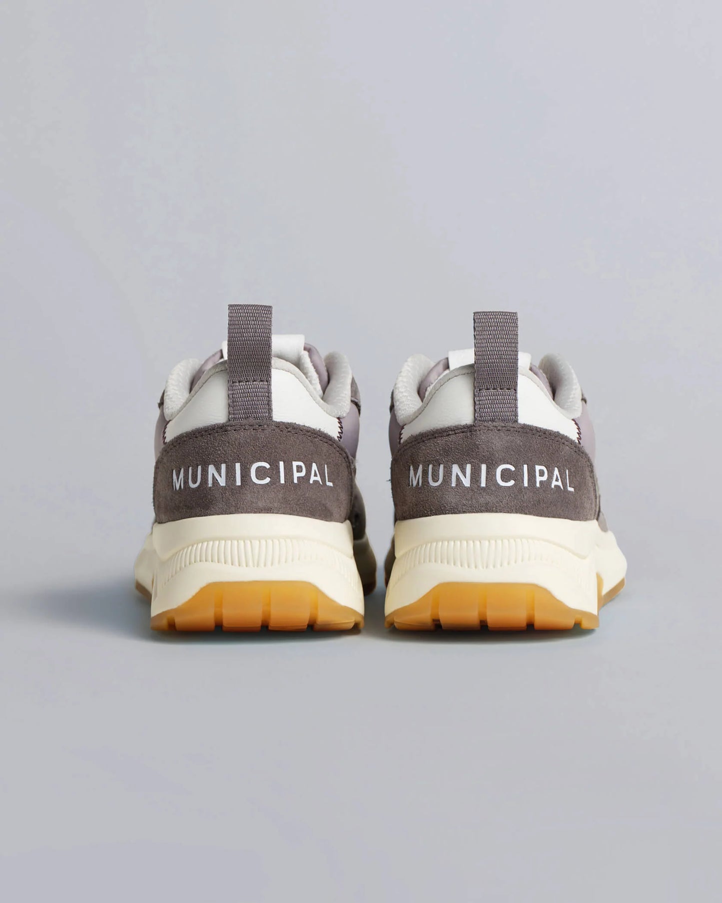 Municipal Origin women’s grey gum low top sneaker back view