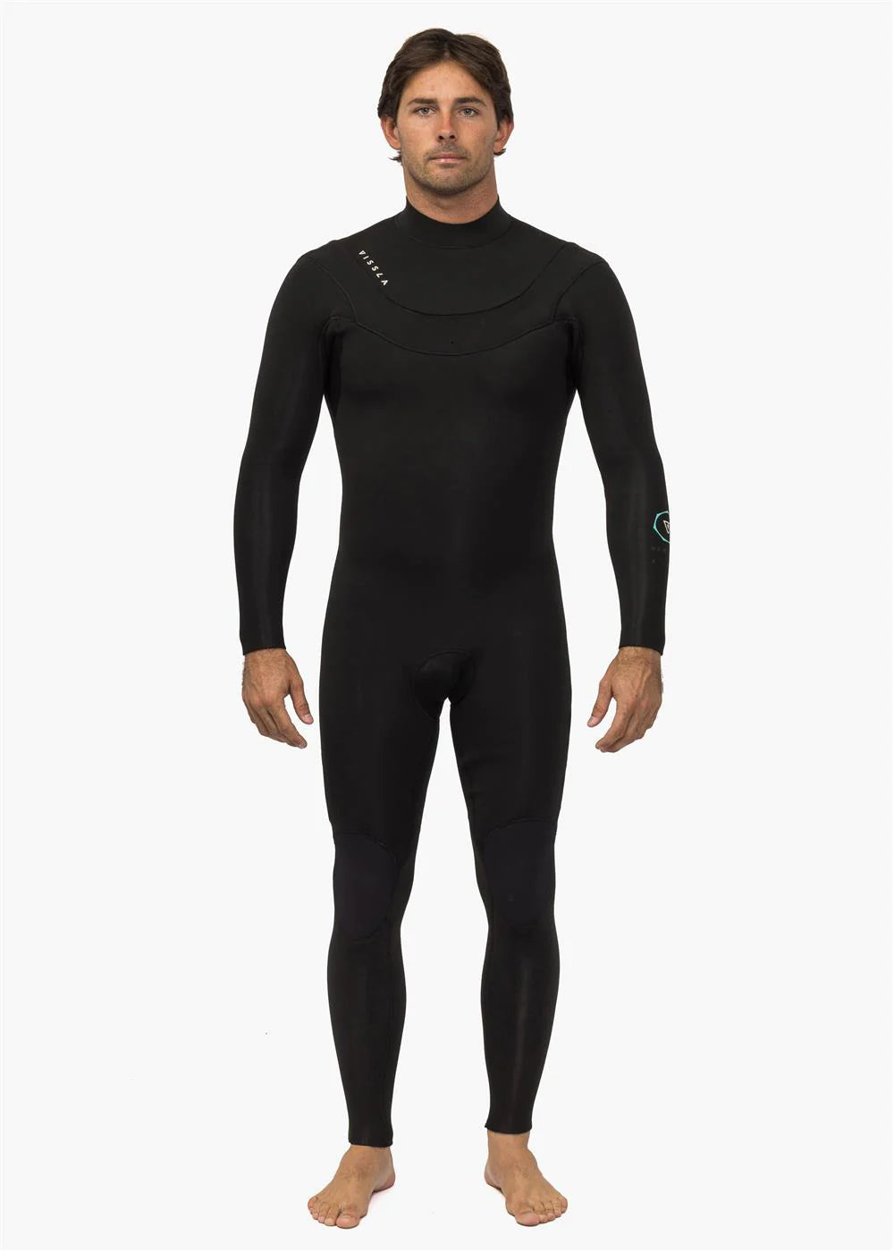 Vissla New Seas 4/3 VZ men’s black full wetsuit, size M, neoprene cold water surf suit with V-zip closure