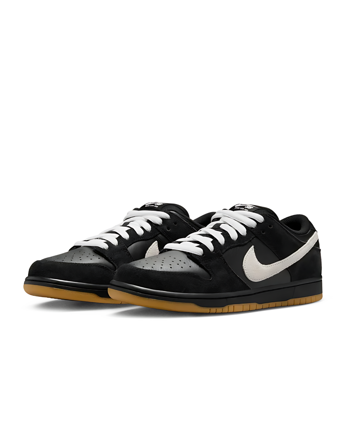 Nike SB Dunk Low Pro black white skate shoe leather suede size 9.