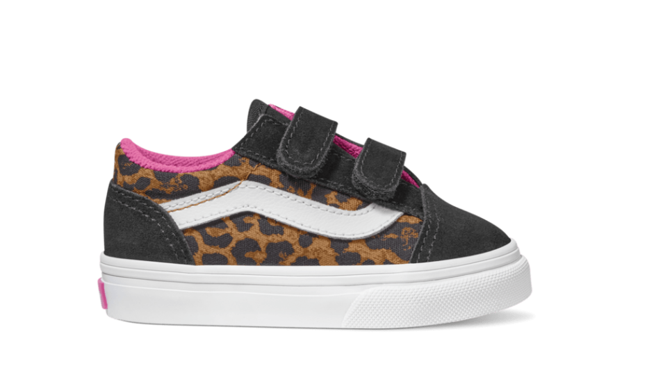 Vans Old Skool V toddler shoes leopard print suede canvas low top sneakers