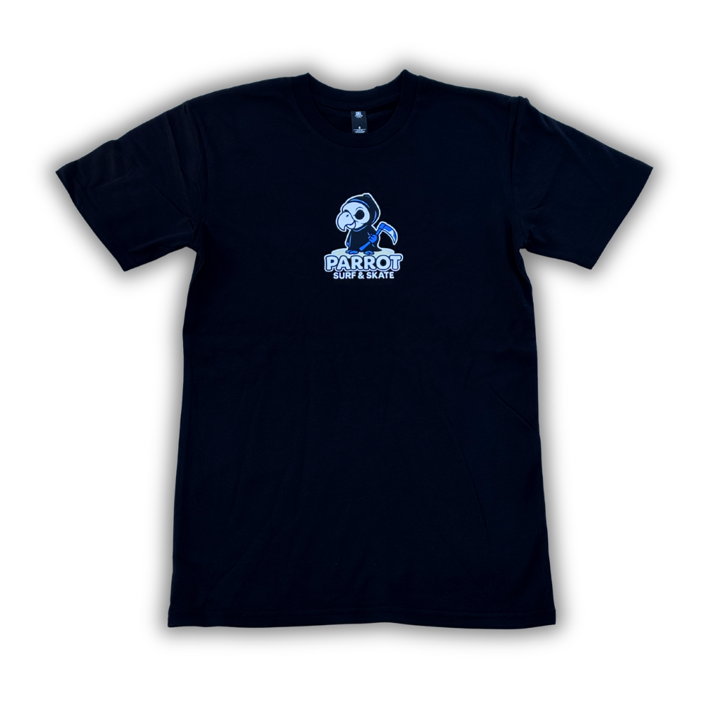 Parrot Reaper graphic T-shirt with Parrot Surf & Skate logo