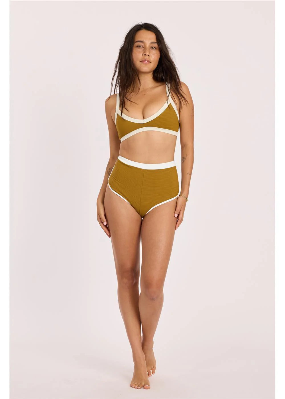 Sisstr Rising Tides High Waist Short Swim Bottom front view