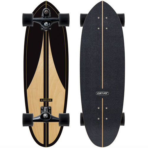 Carver Black Label C7 32.5 surfskate complete top bottom view
